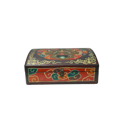 Oriental Rectangular Black Color Kirin Dragon Accent Box GB608S