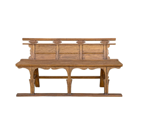 Vintage Rustic Raw Wood Long Sitting Bench with Back GB610S