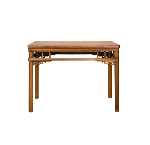 Vintage Honey Wood Tone Ming Style Round Legs Console Altar Table GB613S