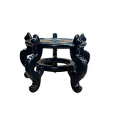 Black Lacquer 5 Curved Legs Round 10.5" Wood Plant Vase Display Stand GB618S