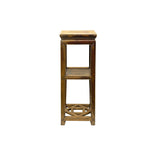 Vintage Patina Square Slim Wood Pedestal Display Stand Side Table GB619BS