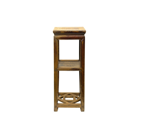 Vintage Patina Square Slim Wood Pedestal Display Stand Side Table GB619BS