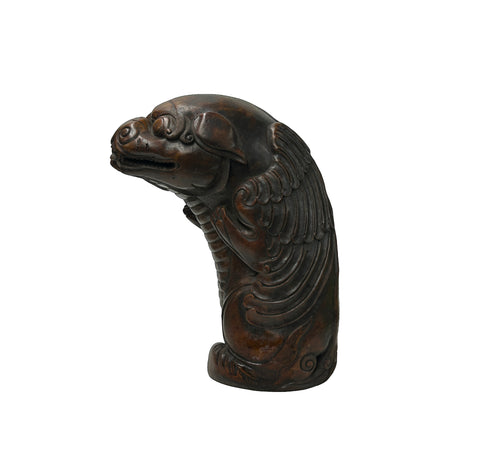 Vintage Handcrafted Bixie Pixiu Mythical Wings Bamboo Display Art Figure GB635S