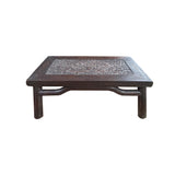 Brown Oriental Round Legs Dragon Motif Rectangular Display Table Stand GB638S /gb585