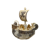 Vintage Asian Cream Bone Inset Treasure Ship Display Art Figure GB646S