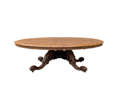 Vintage Estate Burl Walnut Wood Large Oval Low Coffee Table GB648S