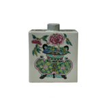Chinese Flower Ding Vase Graphic Rectangular Porcelain Tea Caddy Jar GB649S