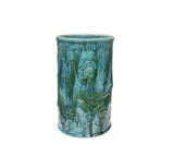 Vintage Distressed Marks Turquoise Green Lotus Fishes Ceramic Holder GB651S