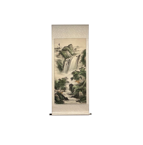 Chinese Oriental Ink Brush Water Mountain Scenery Scroll Painting GB654S f372
