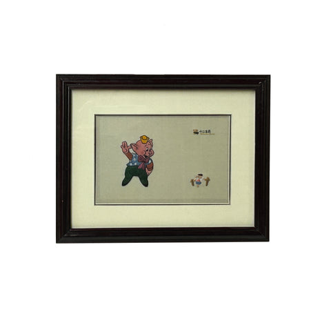 Vintage Embroidery Piggy Rectangular Framed Art GB661