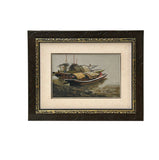 Vintage Embroidery River Vessel Boats Rectangular Framed Art GB663S