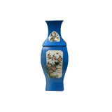 Chinese Bright Blue White Window Scenery Graphic Square Porcelain Vase GB668S