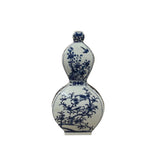 Oriental Slim Flat Gourd Shape Flower Theme Porcelain Art Vase GB672S
