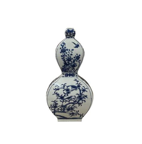 Oriental Slim Flat Gourd Shape Flower Theme Porcelain Art Vase GB672S