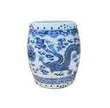 9.5" Chinese Blue White Porcelain Double Dragons Round Shape Stand Display Art GB677S