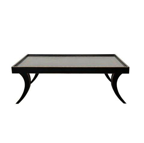 Vintage Black Slayed Legs Rectangular Low Coffee Table GB679S