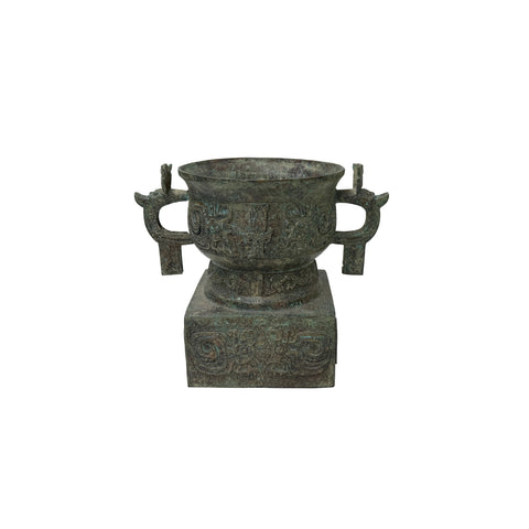 Vintage Style Ancient Ritual Bronze Vessel Display Art GB698S