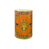 Distressed Light Orange Tibetan Style Jewel Symbol Round Drum Table GB700S