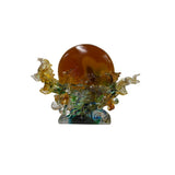 Crystal Glass Wild Horses Galloping Orange Sun Moon Back Sculpture Figure GB711S