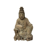 Vintage Rustic Wood Finish Sitting Bodhisattva Buddha Statue GB712S