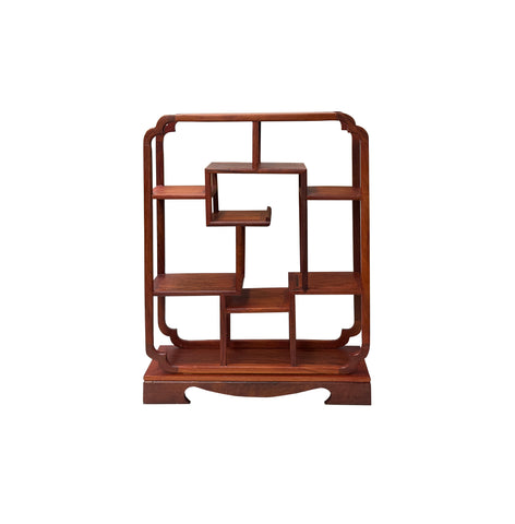 Chinese Brown Rectangular Table Top Layers Curio Display Stand GB713S