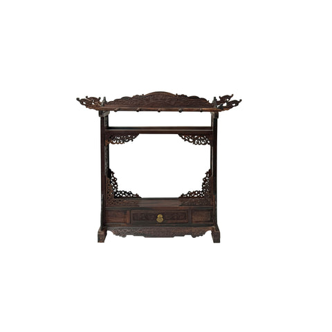 Oriental Rosewood Delicate Dragon Floral Motif Display Rack GB718S