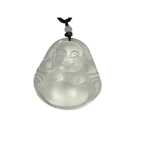 Clear Crystal Glass Artistic Happy Laughing Buddha Pendant GB720S