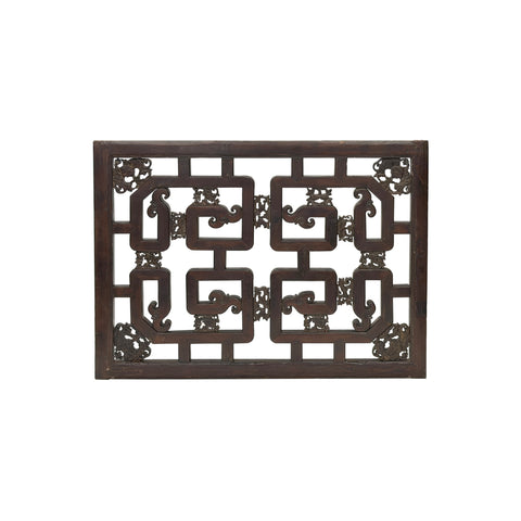 40" Vintage Dark Brown Geometric Fortune Bats Rectangular Wood Panel GB727S