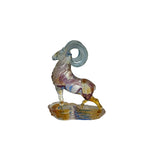 Crystal Glass Ram Standing on Rock Mix Color Art Figure GB733S
