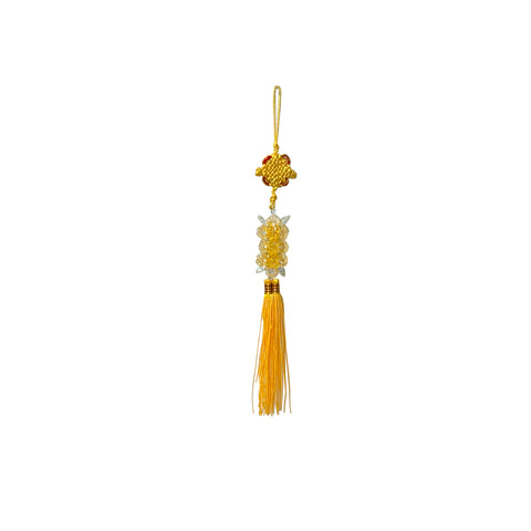 Golden Yellow Clear Resin Crystal Cut Beads Tassel Art GB742S