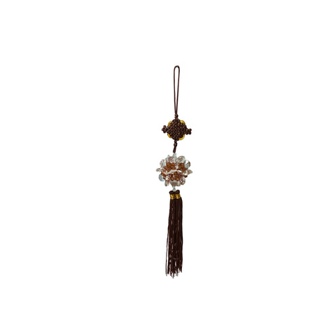 Oriental Brown Clear Resin Crystal Cut Beads Tassel Art GB743S