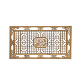 58" Chinese Rectangular Flower Birds Geometric Wood Wall Panel GB769S