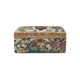 Vintage Chinese Famiile Rose Enamel Graphic Rectangular Porcelain Box GB775S
