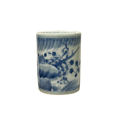 3.75" Vintage Fade Blue White Graphic Small Porcelain Holder GB776S