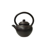 Chinese Handmade Dark Brown Zisha Clay Arch Handle Display Teapot Art GB778S