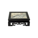 Square Dream Stone Inlaid Dark Brown Openwork Frame Display Stand GB792S