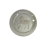 Clear Glass Back Relief Carved Horse Round Display Disc GB797S