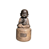 25" Oriental Chinese Zen Young Monk Siting Meditation Stone Statue GB812S