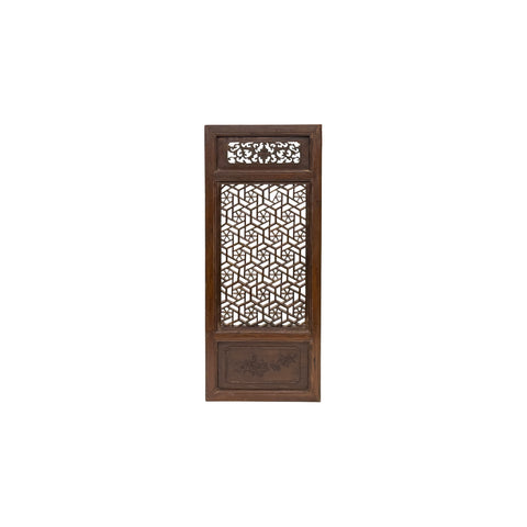 Vintage Dark Brown Geometric Lattice Rectangular Wood Panel GB824S