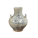 Vintage Fade Gray White Pale Blue Floral Graphic Ceramic Vase GB826S