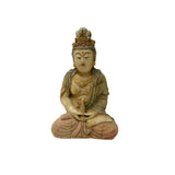 9" Chinese Meditation Cross Legs Bottle Sitting Bodhisattva Wood Statue GB843S