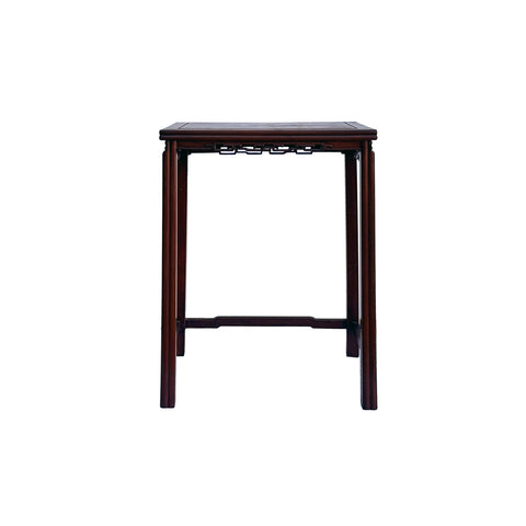 Vintage Oriental Simple Geometric Apron Rectangular Brown Side Table GB846S