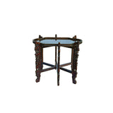 Vintage Oval Curve Shape Folding Cross Brace Stand Side Table GB847S