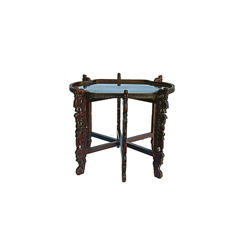 Vintage Oval Curve Shape Folding Cross Brace Stand Side Table GB847S