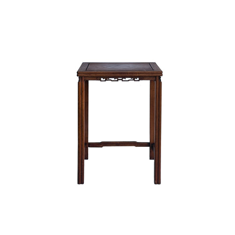 Vintage Oriental Simple Geometric Apron Rectangular Brown Side Table GB848S