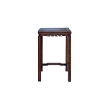 Vintage Oriental Simple Geometric Apron Rectangular Brown Side Table GB849S