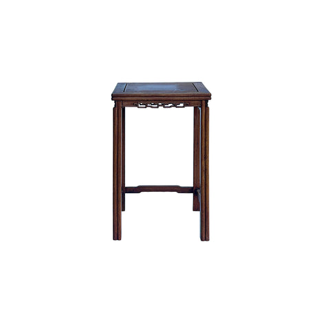 Vintage Oriental Simple Geometric Apron Rectangular Brown Side Table GB849S
