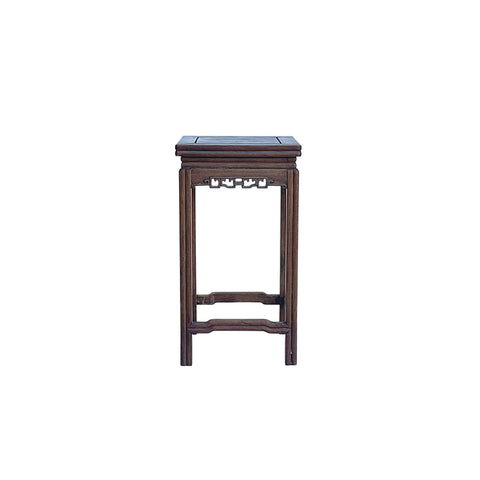 Vintage Oriental Simple Geometric Apron Square Brown Side Table GB850S