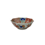 Vintage Oriental Imari Octagonal Palette Graphic Porcelain Bowl Art GB855S