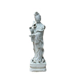 Vintage Off White Porcelain Standing Bodhisattva GuanYin Lotus Statue GB859S